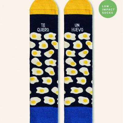 Chaussettes "Je t'aime un oeuf" Bleu - impact faible