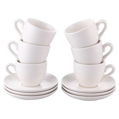 Set of 6 90 ml coffee cups with stoneware saucer, Horeca White
