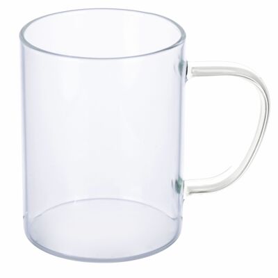 Mug 400 ml in borosilicate glass, white handle, Good Morning