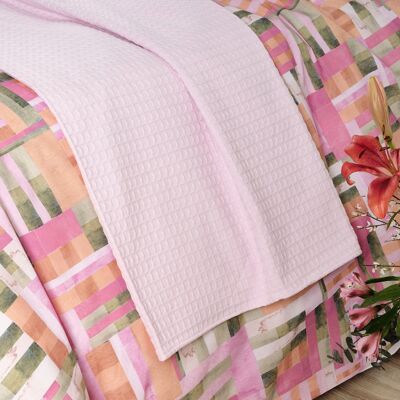 Plaid Waffle 100% cotton Pale Pink