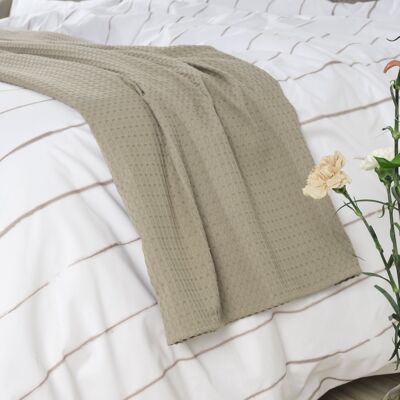 Plaid Waffle 100% cotton Greige