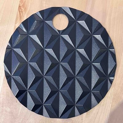 Abanico de mano, abanico, color negro con elegante relieve 3D, 100% reciclado