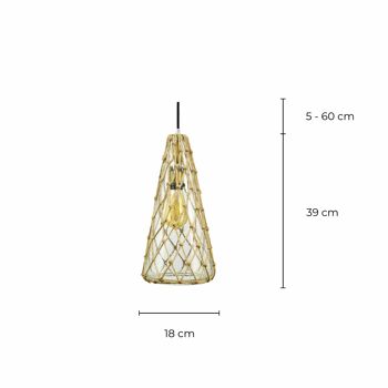 Suspension en verre et corde Guirec 2