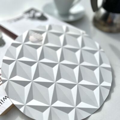 Hand fan, fan, white, with elegant 3D embossing, 100% recycled material