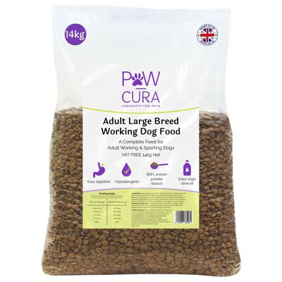 Paw-Cura Alimento seco hipoalergénico para perros adultos de razas medianas/grandes de trabajo con proteína de insectos, 14 kg (sin IVA)