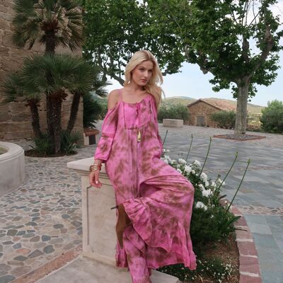 Flowing, faded-style jumpsuit dress with thin straps and a flared cut