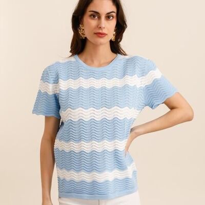 Maglia a maglia ondulata – Maniche corte e strisce testurizzate