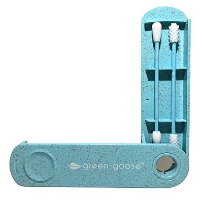 Green-goose Coton-tige bio réutilisable et applicateur de maquillage - Bleu