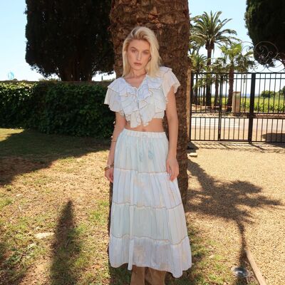 Ensemble haut et sa jupe vaporeuse avec lurex