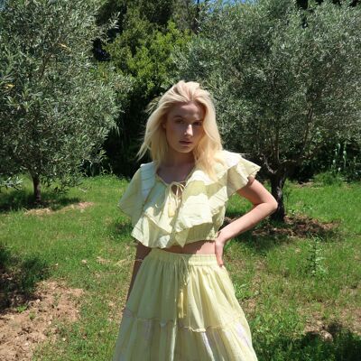 Ensemble haut et sa jupe vaporeuse avec lurex