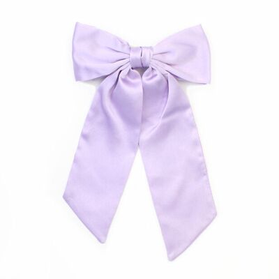 Barrette à clip nœud lilas avec queues 10 cm