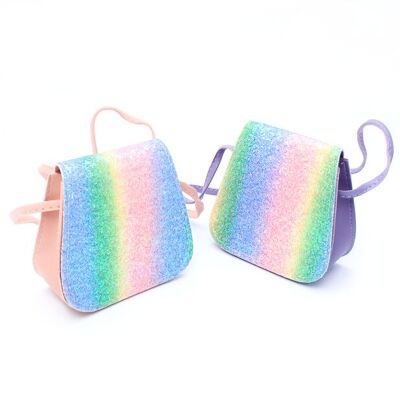 Borsa da sella glitterata arcobaleno 10X12X4cm