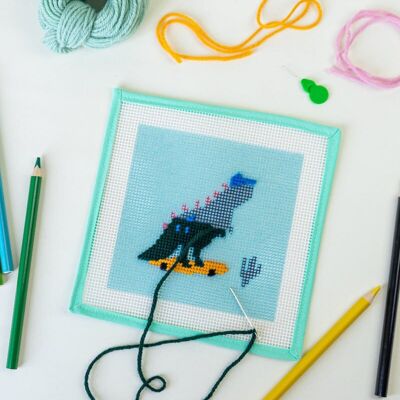 Dino The Skater - Needlepoint Kit for Kids