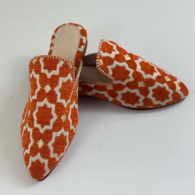 Wholesale Moroccan Slippers- Handmade Orange Boho Mules