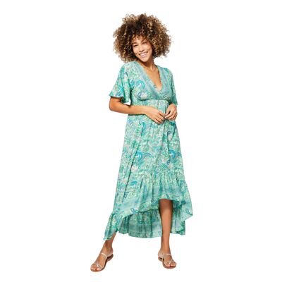 ROBE ETE HIGH-LOW MANCHES COURTES MAXIPA3079C