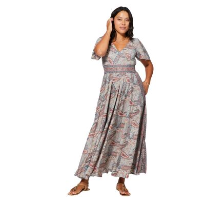 ROBE ETE LONGUE MANCHES COURTES MAXIPA3077A