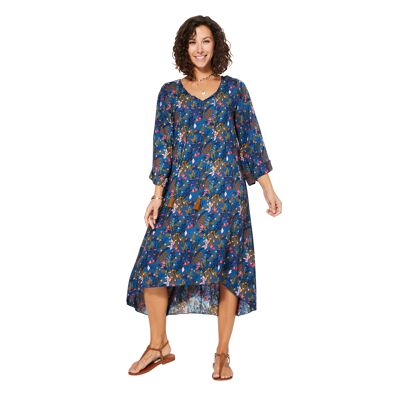 ASYMMETRICAL SUMMER DRESS 3/4 SLEEVES MAXIPAV0020B