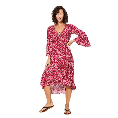 ASYMMETRICAL SUMMER DRESS 3/4 SLEEVES MAXIPAV0022A