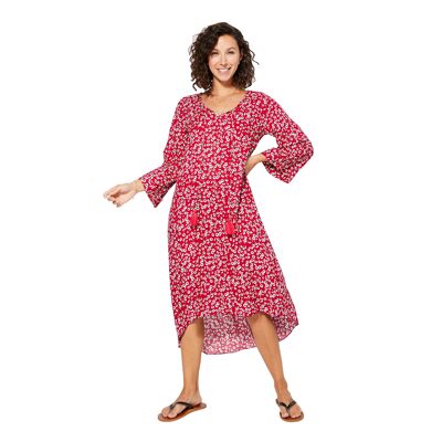 ASYMMETRICAL SUMMER DRESS 3/4 SLEEVES MAXIPAV0020C