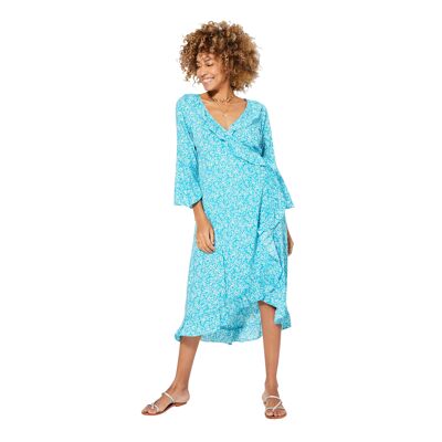 ASYMMETRICAL SUMMER DRESS 3/4 SLEEVES MAXIPAV0022D