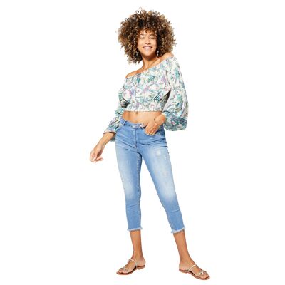 Short summer crop top with long sleeves TIP0044A