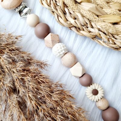 Cordón para chupete Faye margarita beige