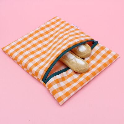 Bolsa de refrigerio - cuadros vichy naranjas