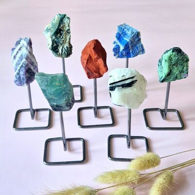 Raw gemstone on stand – approx.12cm | Multiple types of stone