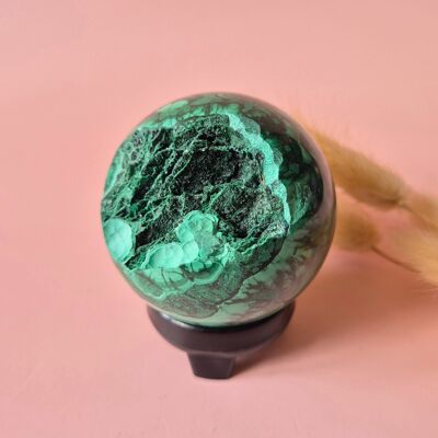 Druzy-Malachit-Kugel aus Kristalledelstein – 45 mm | Funkelnde Kristallform im Inneren