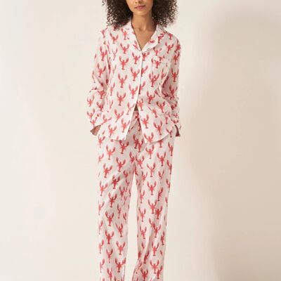 Red Lobster Women's Long Sleeve Organic Cotton Pyjama Trouser Set
