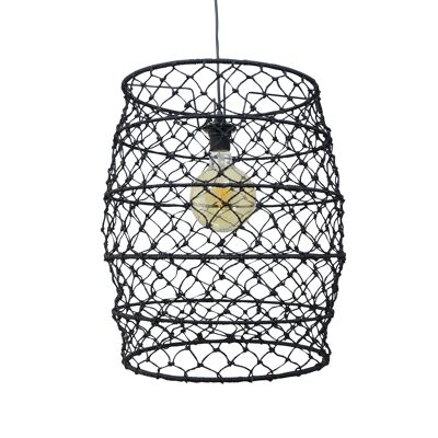 Hermione braided tissue paper hanging lamp - Small model - Black
