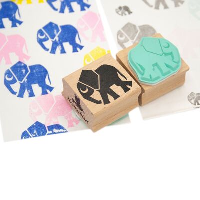 Tampon créatif en caoutchouc – Motif éléphant – Impression 30 x 30 mm – Bloc de bois pour journalisation et loisirs créatifs