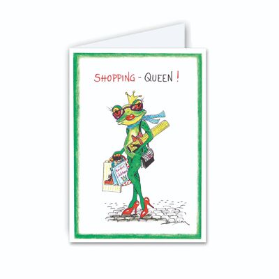 Briefkarte - Shopping Queen   - Moderner Frosch - MF/016-H-101360