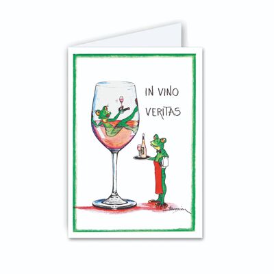 Briefkarte - In Vino Veritas - Moderner Frosch - MF/017-H-101361