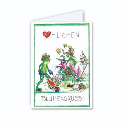 Briefkarte - Herzlicher Blumengruß - Moderner Frosch - MF/018-H-101362