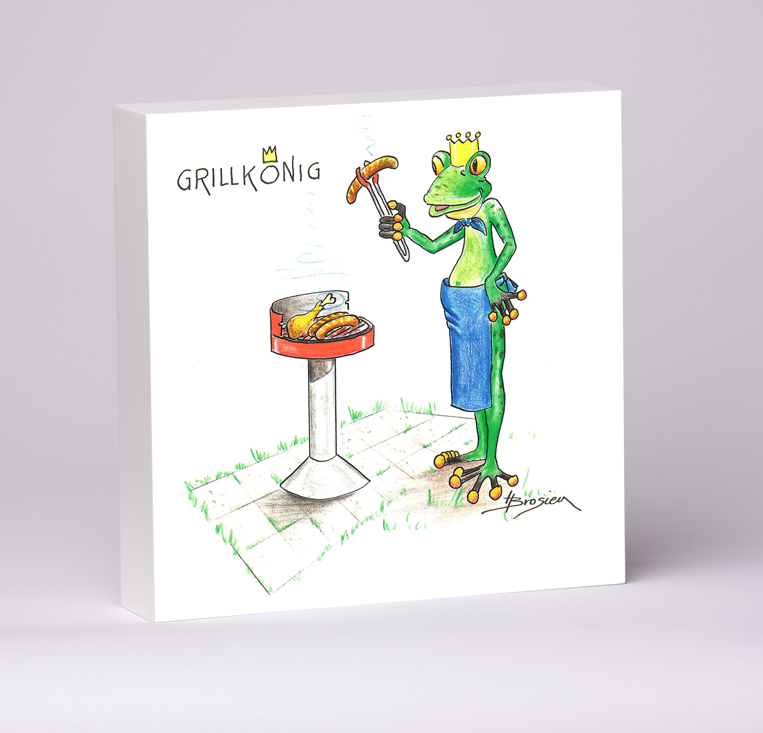 Print on MDF picture wood box - Grillkönig - Moderner Frog - MF / 013-0-100661