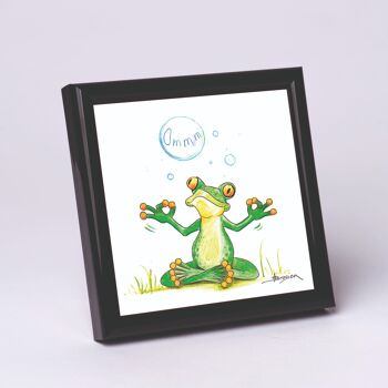 Tirage d'art 10x10cm encadré noir - Frog Ommm - Modern Frog - MF / 001-0-101224 1