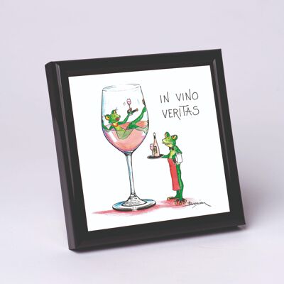 Lámina 10x10cm negro enmarcado - In Vino Veritas - Modern Frog - MF / 017-0-101236