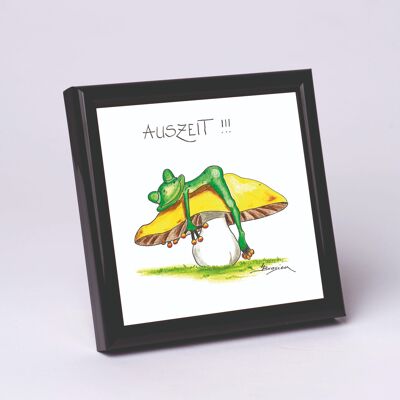 Tirage d'art 10x10cm encadré noir - time out - grenouille moderne - MF / 005-0-101242