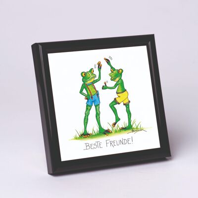 Tirage d'art 10x10cm encadré noir - Best Friends - Modern Frog - MF / 019-0-101297