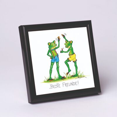 Lámina 10x10cm con marco negro - Best Friends - Modern Frog - MF / 019-0-101297