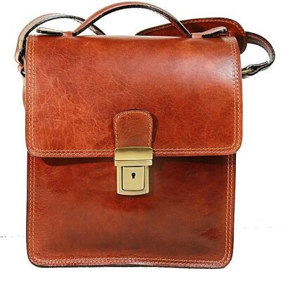 Borsa a tracolla in pelle. Marrone