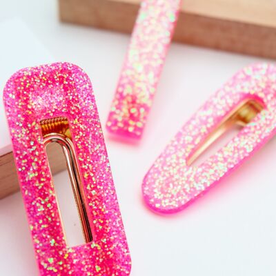 Pasador de lentejuelas rosa neón