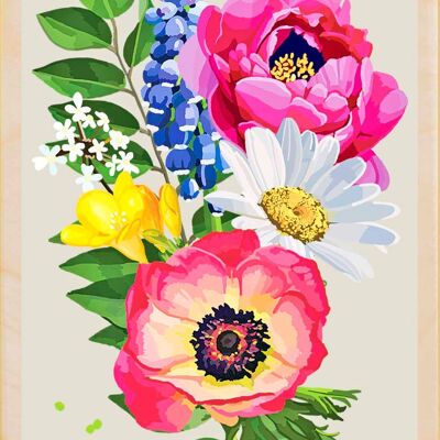 Blumen, nachhaltige Holzpostkarte, 6er-Set (10x15cm) | The Wooden Postcard Company