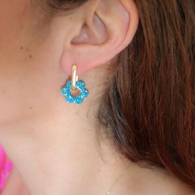 Vivienne interchangeable blue sequin hoop earrings
