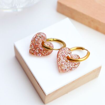Victoire Peach Sequin Interchangeable Hoop Earrings
