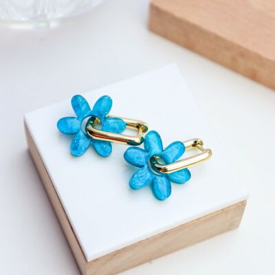 Jeanne Pearly Blue Interchangeable Hoop Earrings