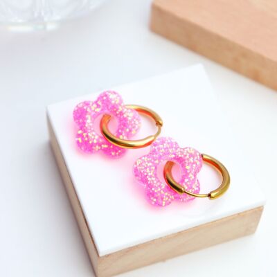 Isabelle Neon Pink Sequin Earrings