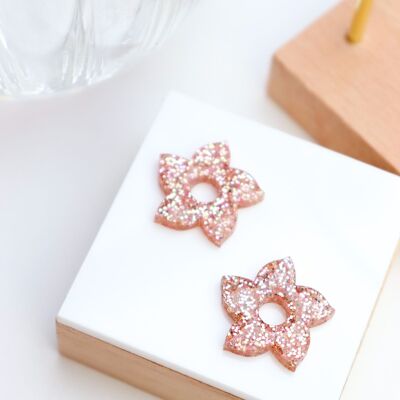 Créoles interchangeables Flora paillettes pêche