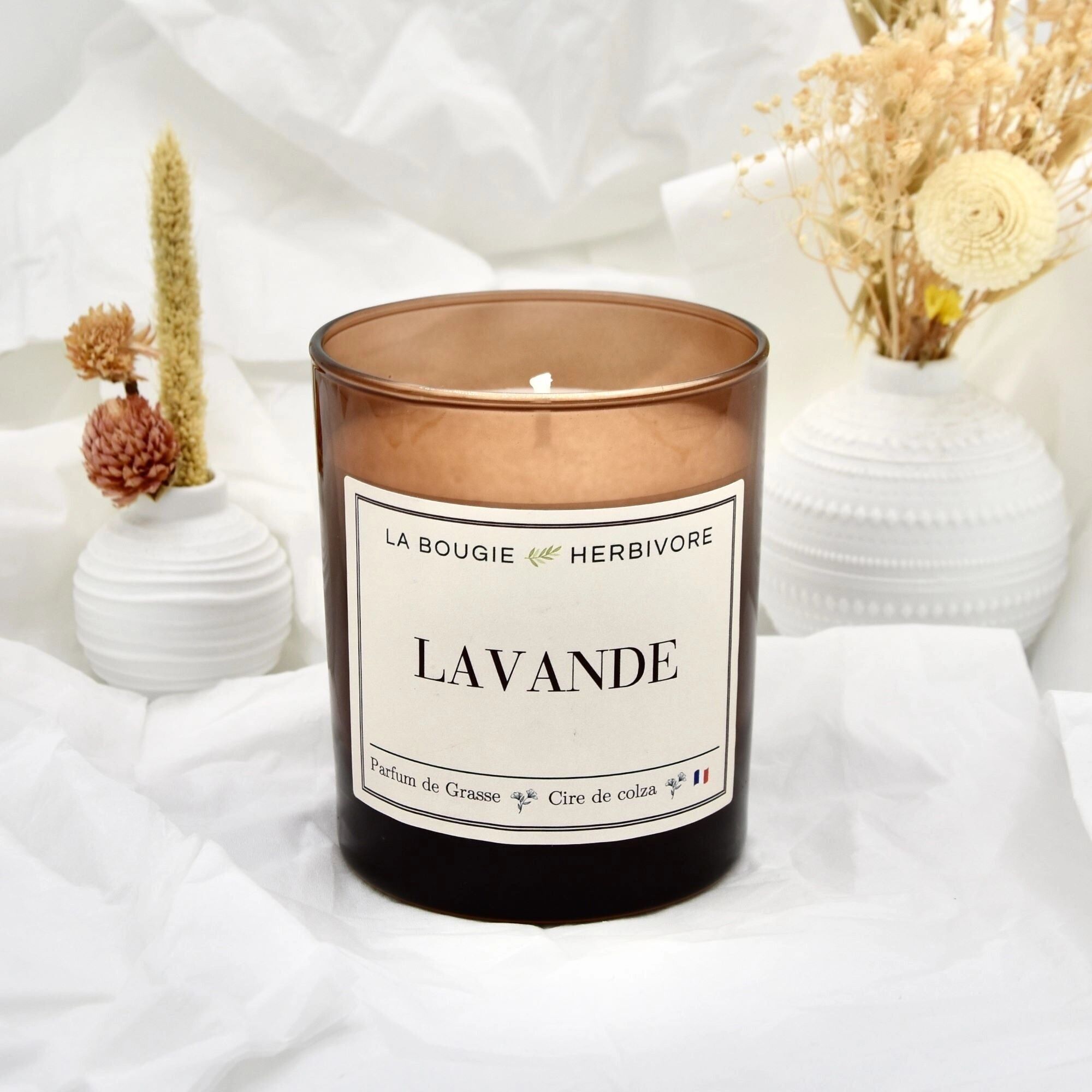 Lavender Scented Candle in Amber Glass | Rapeseed Wax | Grasse Fragrance - 180g